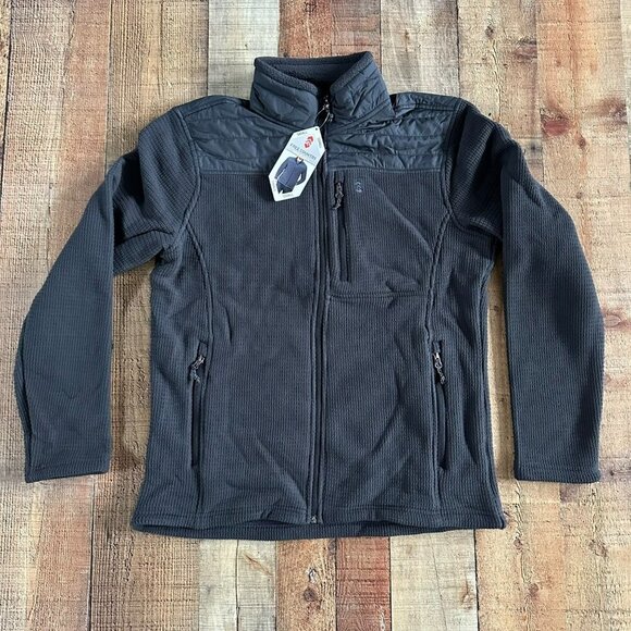 Free Country Other - Free Country Dark Grey warm grid fleece zip up jacket men's small